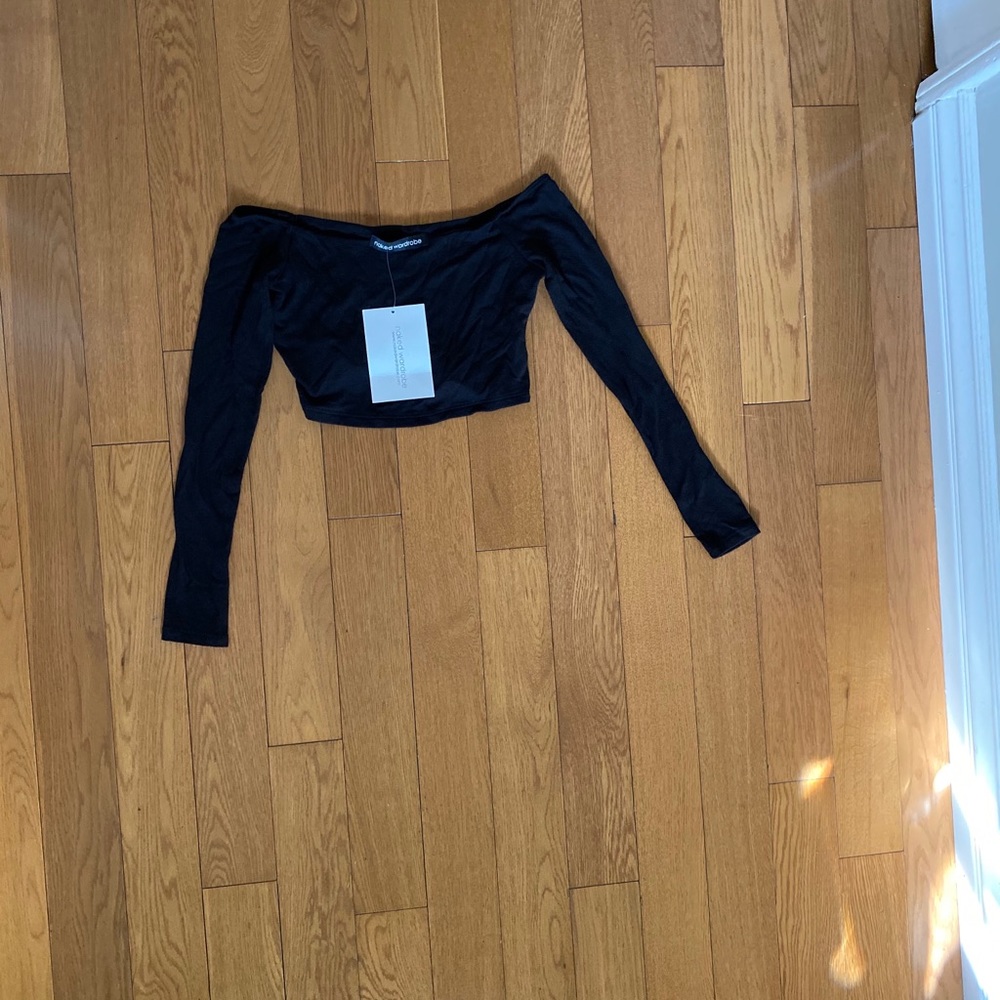 New nakedwardrobe black off the shoulder crop top